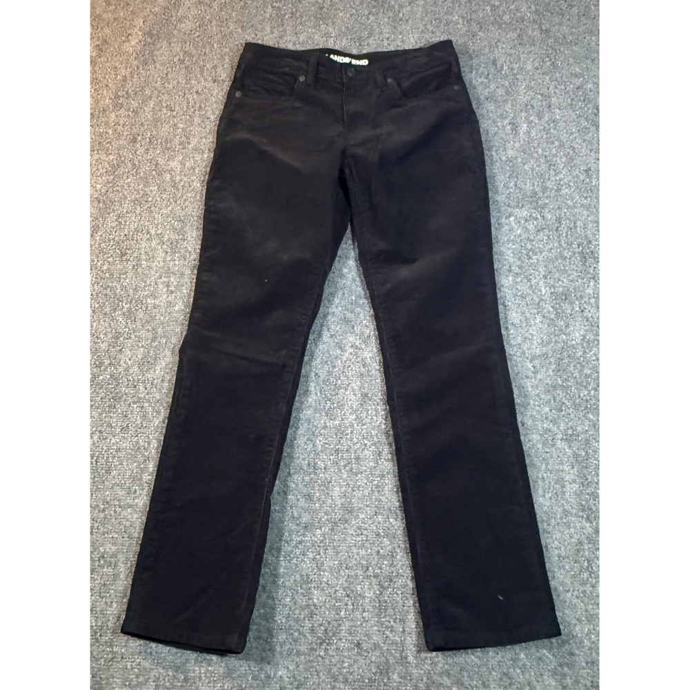 Lands' End Black Corduroy Pants Womens 2 Petite Straight Leg Five Pocket‎